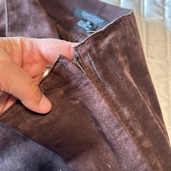 BROWN LEATHER KAREN KANE SKIRT 8 - Picture 9 of 15